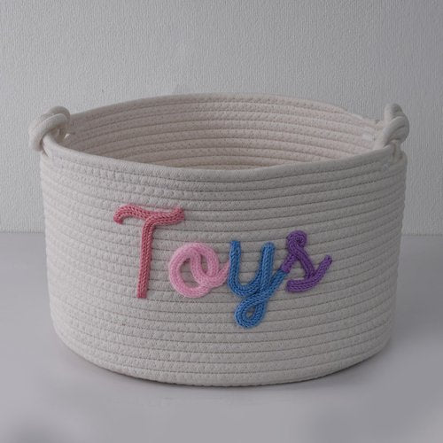 JUOOE Personalized Cotton Rope Baby Gift Basket, Nursery Storage Organizer, Baby Shower Basket with Custom Name
