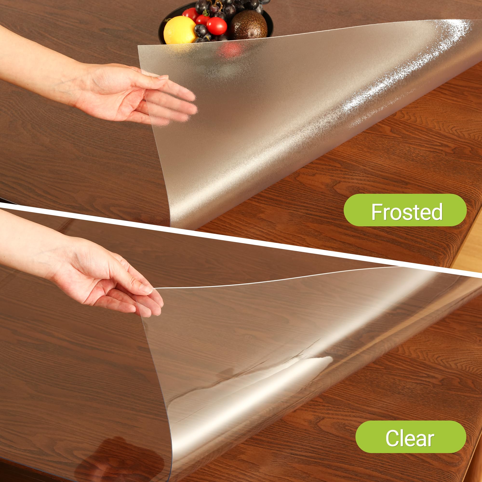 ETECHMART Clear Plastic Table Cover Protector 60 x 60'', 2.0mm Thick Waterproof Transparent Table Protector for Dining Table, Non-Slip Heat Resistant Clear Desk Mat for Kitchen Office