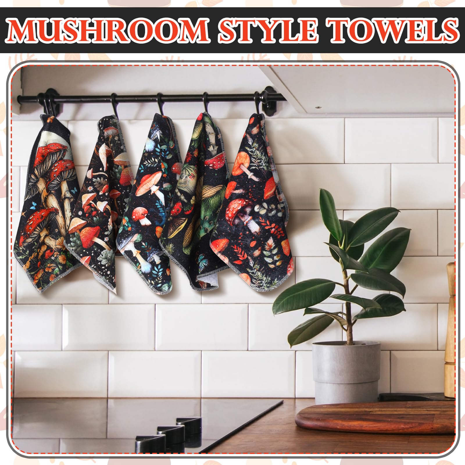 Noveread 36 Pack Mushroom Reusable Cleaning Cloths Washable Cotton Kitchen Towels for Home (Stylish Color)