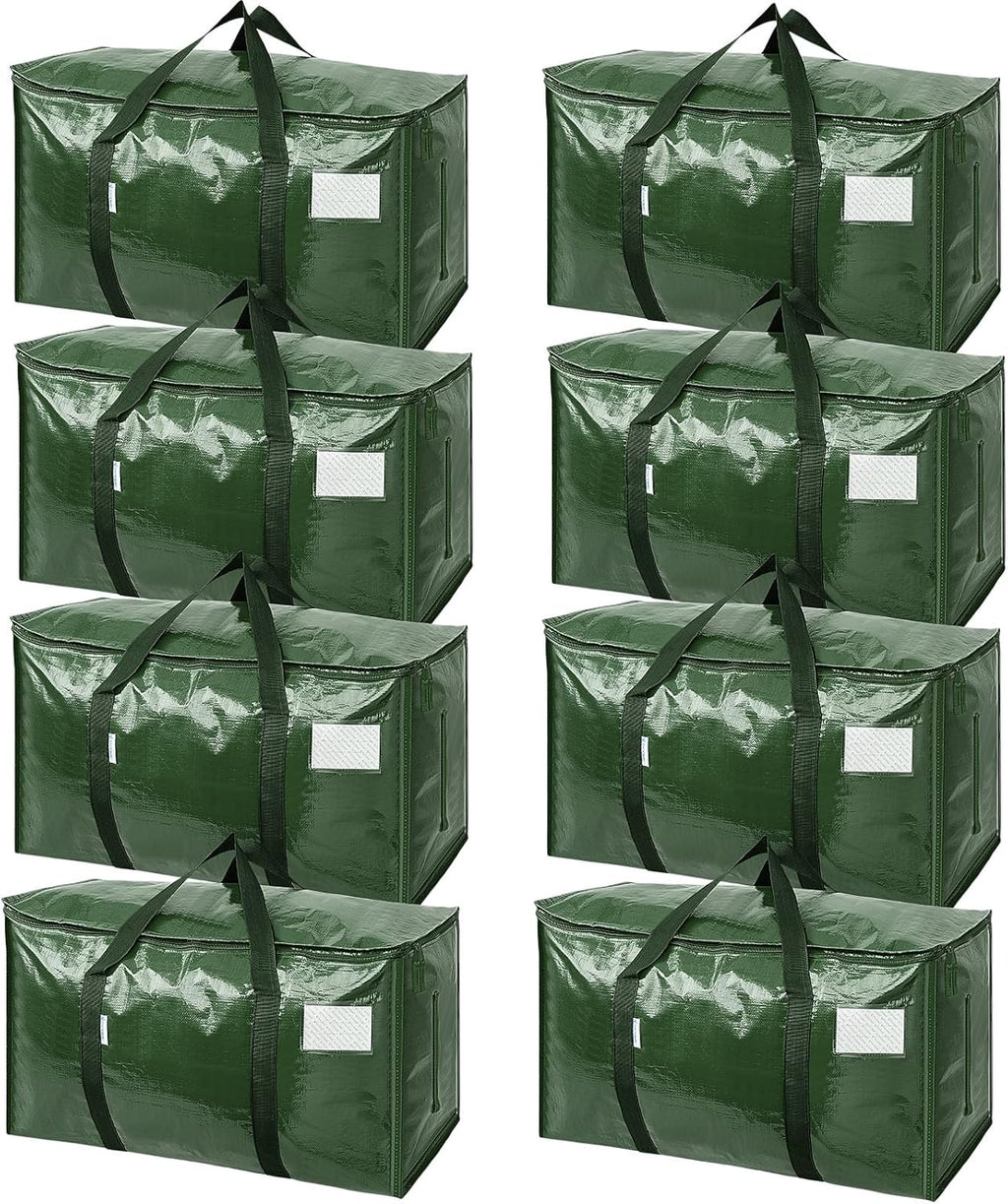 TICONN Extra Large Heavy-Duty Moving Bags - Durable Storage with Zippers & Handles | 8 Pack, Olive