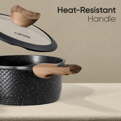 CAROTE 26-Piece Nonstick Cookware Set - Induction-Compatible, PFOA-Free, Black Pots and Pans