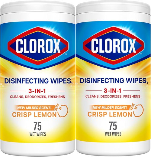 CLOROX Disinfecting Wipes - Bleach-Free Cleaning Wipes in Crisp Lemon | 75 Count (Pack of 2)