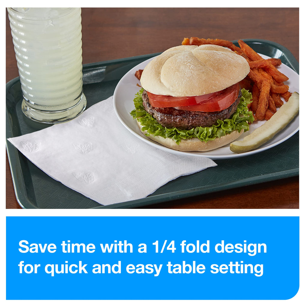 Tork White Soft Dinner Napkin, 1/4 Fold 2-ply, 16.3" x 15", 8 x 375 napkins, NP5240C