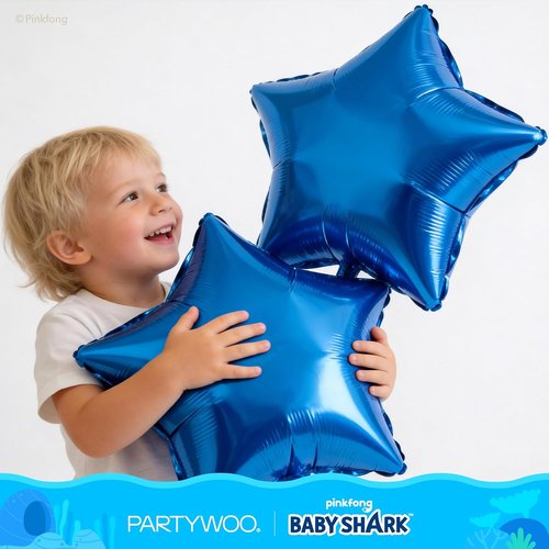 Baby Shark by PartyWoo - Blue Foil Number 3 Balloon Set | 5pcs 18-Inch Mylar for Kids' Birthday Party Decorations