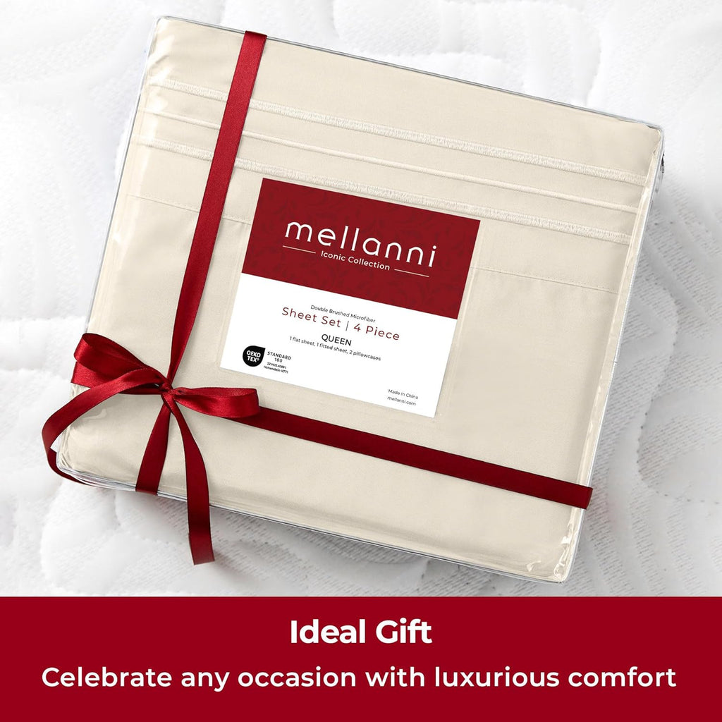 Mellanni Twin XL Sheets Set - 3 PC Luxury Hotel Bedding | Extra Soft, Cooling, Wrinkle-Resistant (Golden Ivory)