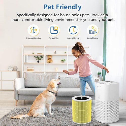 LEVOIT Core 600S-P Pet Replacement Filter - 3-in-1 Activated Carbon Filtration | 2 Pack