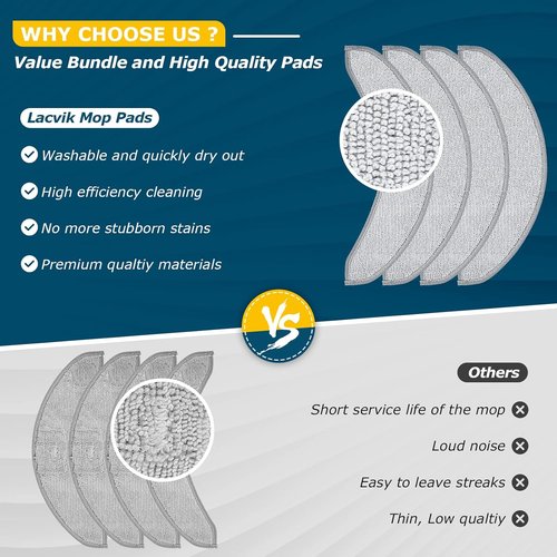 iRobot Mop Pads - 4 Pack Microfiber Replacement for Roomba Combo j7+/j9+ | Washable Accessories