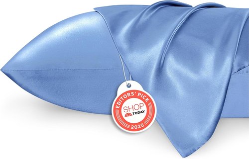 Bedsure King Size Satin Pillowcase Set - Sky Blue Silky Pillow Cases for Hair & Skin, 20x36 Inches, 2-Pack