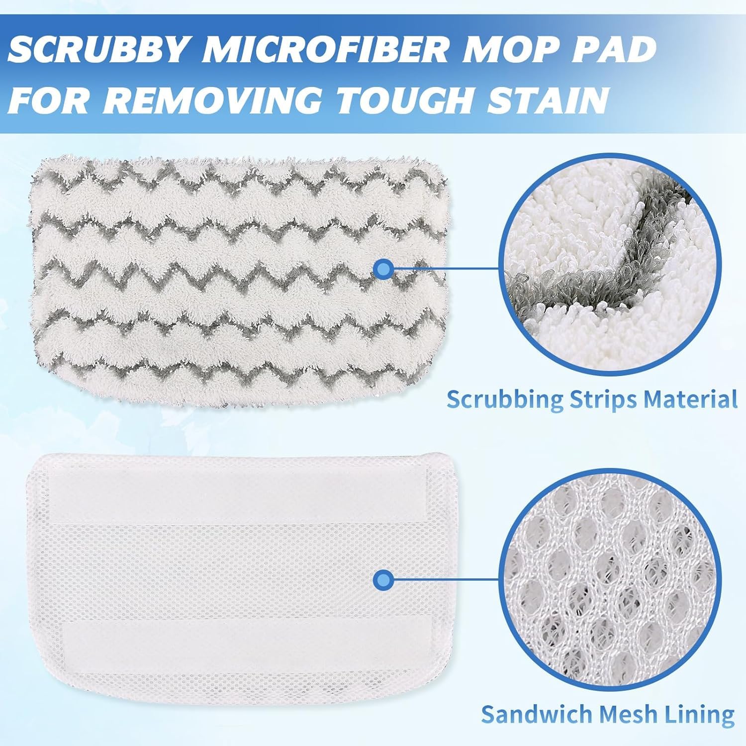 6 Pack Thickened Steam Mop Replacement Pads, Durable Microfiber Mop Pads Compatible with Shark S1000/S1000A/S1000C/S1000WM/S1001C, Washable Pads for Pet Owners and Families with Kids