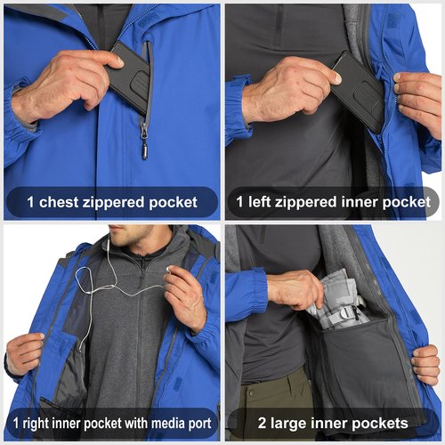 33,000ft Men's 3 in 1 Ski Jakcets with Fleece Jackets Winter Windbreaker Snow Coat Parka for Hiking Sonwboard