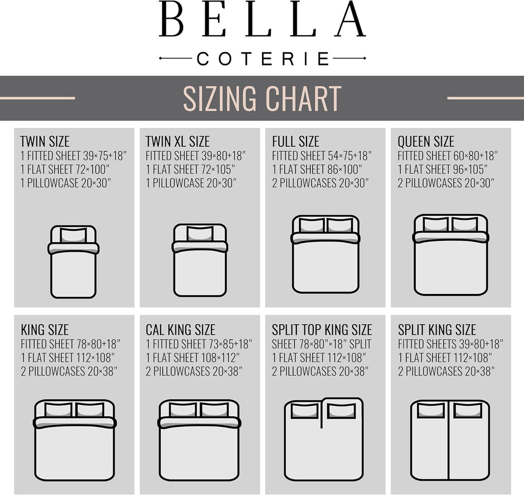 Bella Coterie Twin XL Bamboo Viscose Sheet Set - 100% Organic, Ultra Soft & Cooling | 18" Deep Pocket, White
