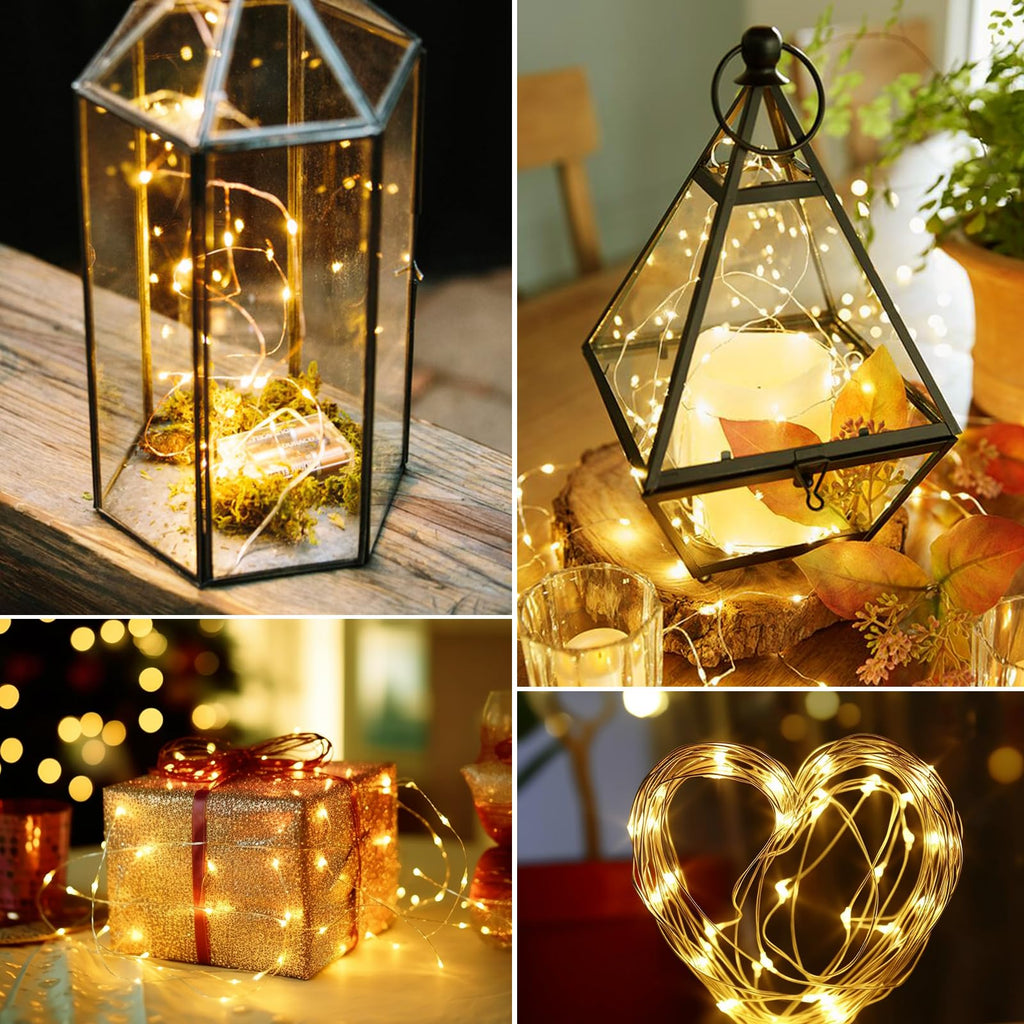 kolpop 10 Pack Fairy Lights Battery Operated with Timer, 16FT 50LED Mini String Light Battery Powered, Warm White Tiny Christmas Lights for Indoor Wedding Decorations