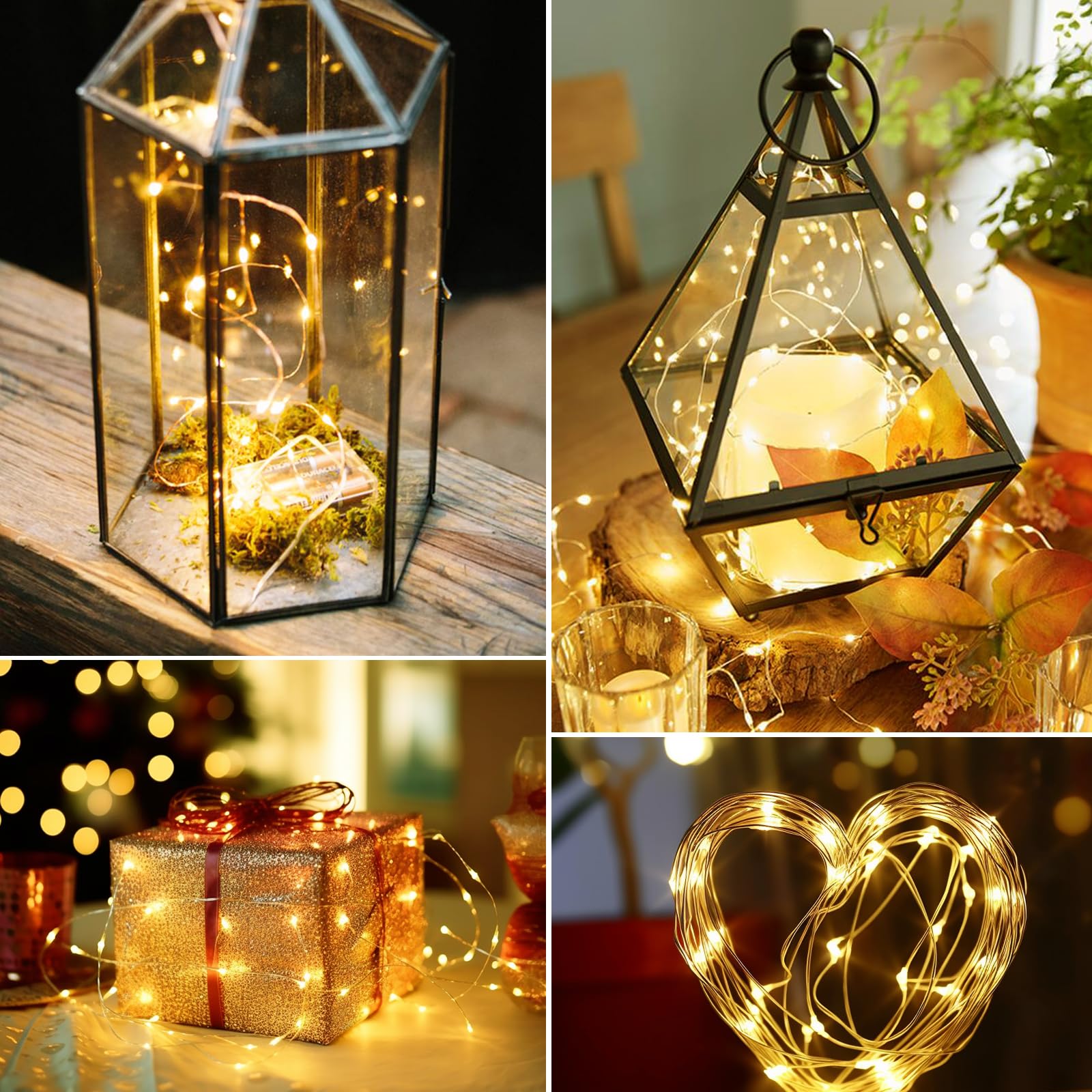 kolpop 10 Pack Fairy Lights Battery Operated with Timer, 16FT 50LED Mini String Light Battery Powered, Warm White Tiny Christmas Lights for Indoor Wedding Decorations