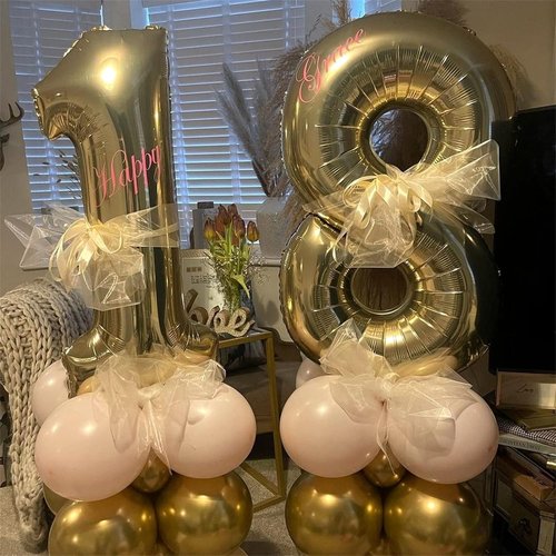 Champagne Gold 40" Giant Helium Foil Number Balloons | Light Gold Birthday Decor for All Ages