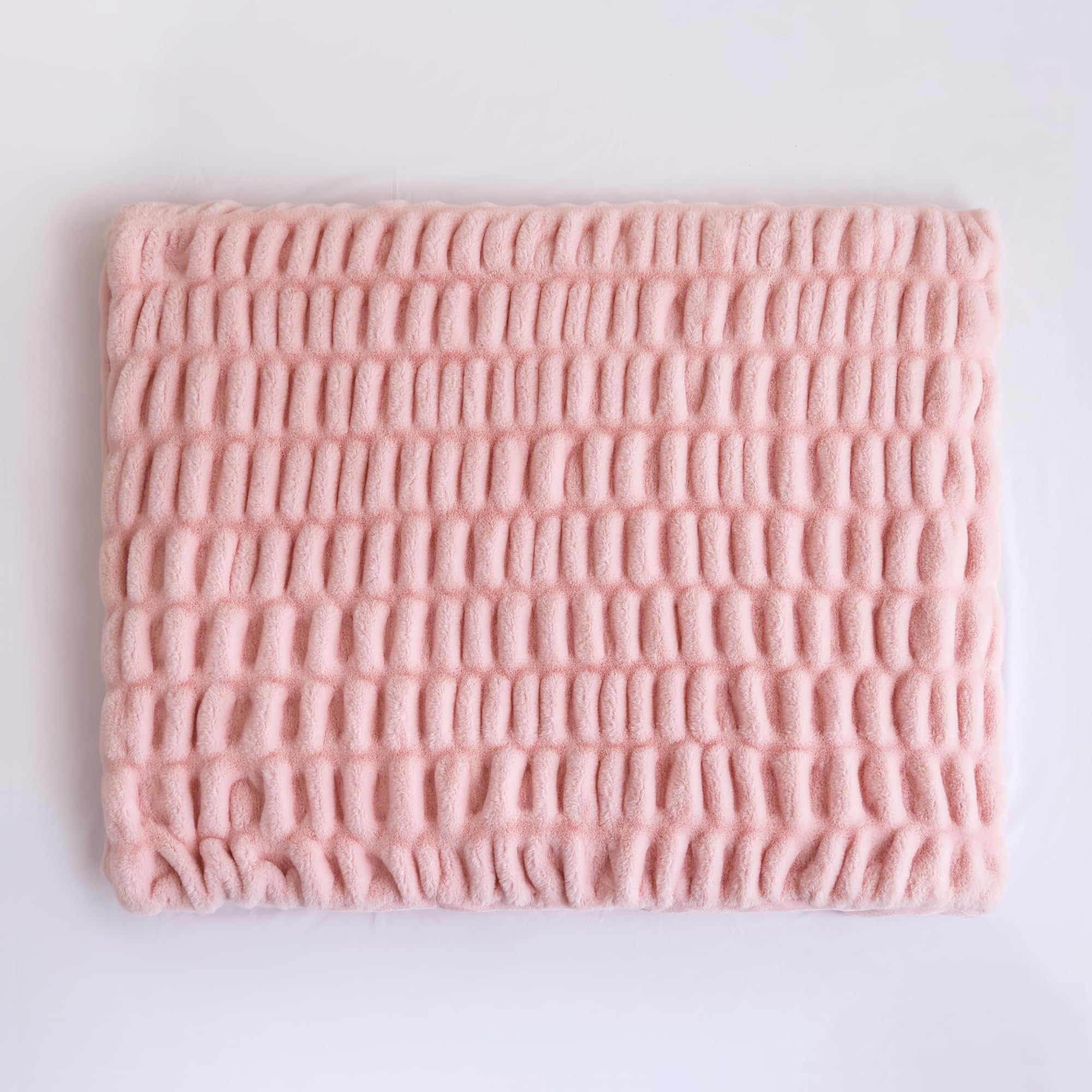 Smoofy Blush Pink Throw Blanket for Couch – Luxury Faux Rabbit Fur Blanket, Ultra Soft Fluffy Plush Fuzzy, Lightweight Warm Cozy Blanket for Bed Sofa, Aesthetic Room Decor Gift for Women 50"x60"