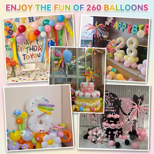 Clear 260 Balloons | 100 Pcs Thick Latex Long Twisting Balloons for Arches & Party Decor