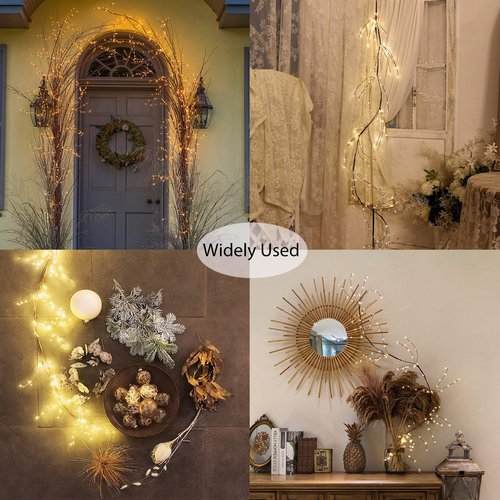 Enchanted Lighted Willow Vine, Copper Wire Twine Branch Lights, 5FT 160 Warm White LED Lighted Twig Garland with Timer&Dimmer for Walls Fireplace Bedroom Living Room Decoration