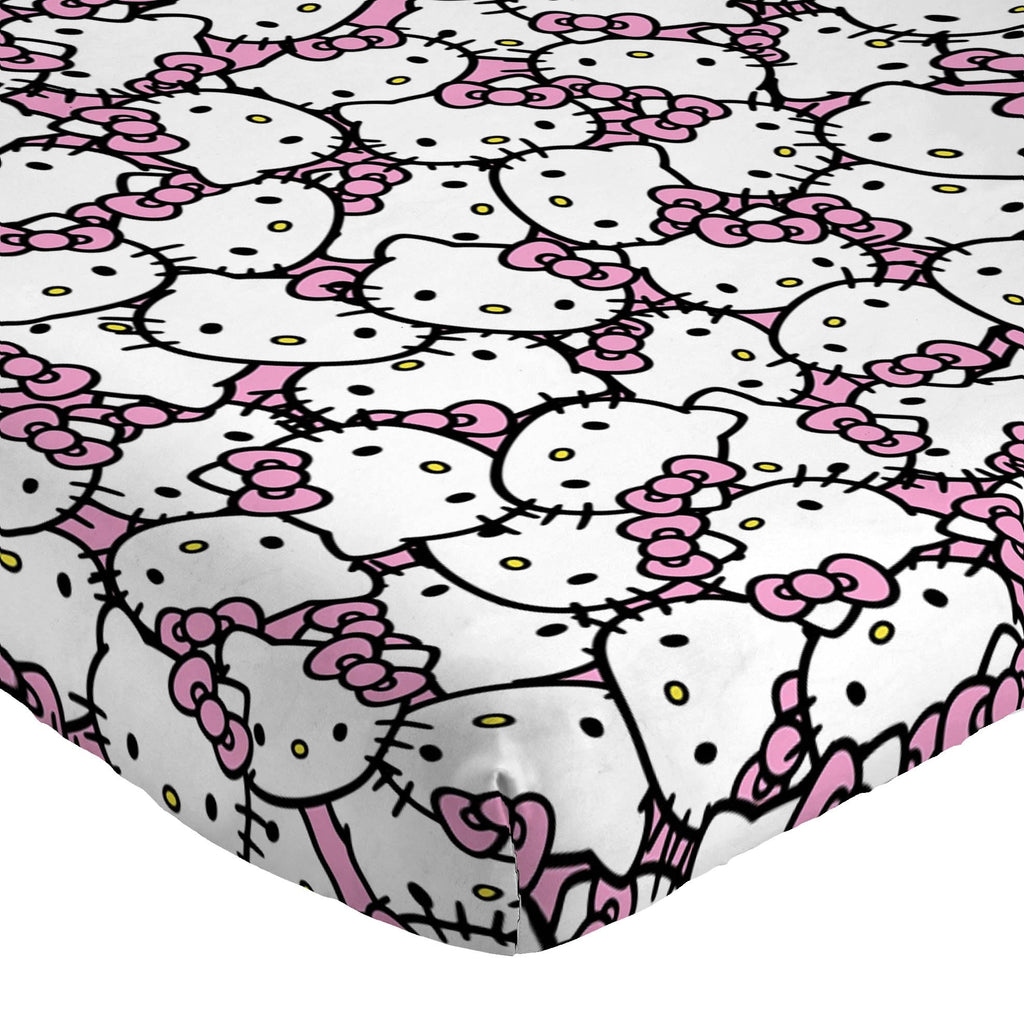 Jay Franco Sheet Set with Fitted, Flat Sheets & Pillow Cover - Ultra-Soft Bedding with Pillowcase for Room Decor, Multi - Hello Kitty, 4 Piece King