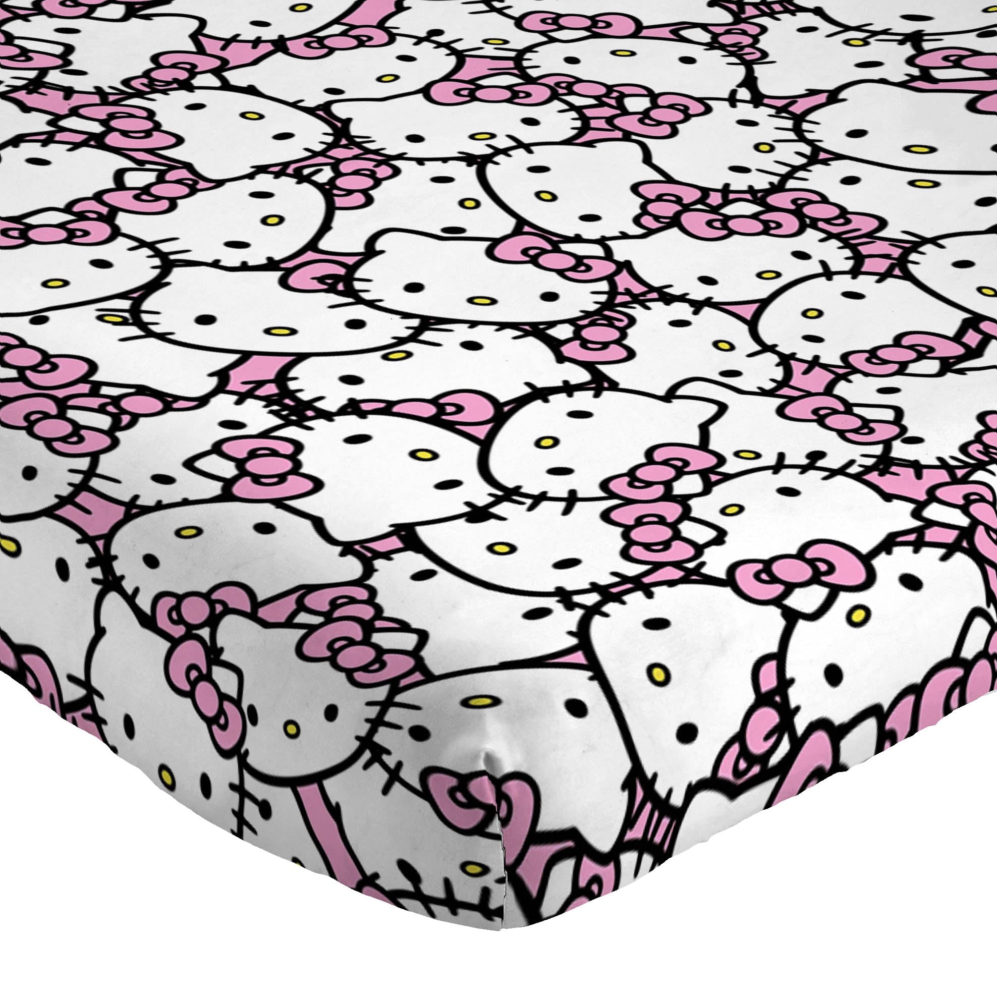 Jay Franco Sheet Set with Fitted, Flat Sheets & Pillow Cover - Ultra-Soft Bedding with Pillowcase for Room Decor, Multi - Hello Kitty, 4 Piece King