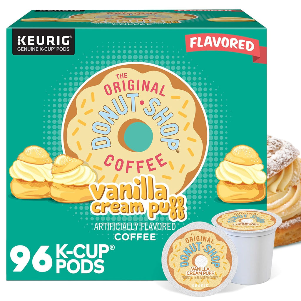 Original Donut Shop Vanilla Cream Puff Coffee - Medium Roast K-Cup Pods, 96 Count