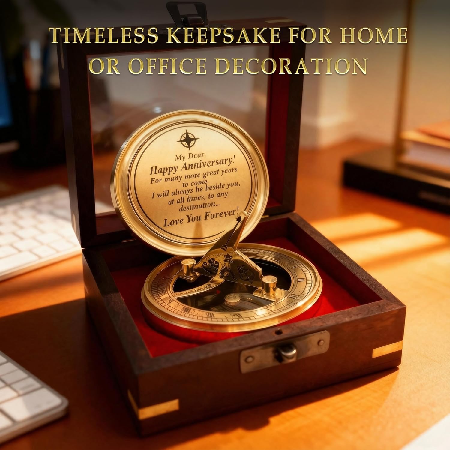 OakiWay Anniversary Sundial Compass - Unique Gift for Him or Her | Perfect for 20th, 25th, 40th, 50th Celebrations