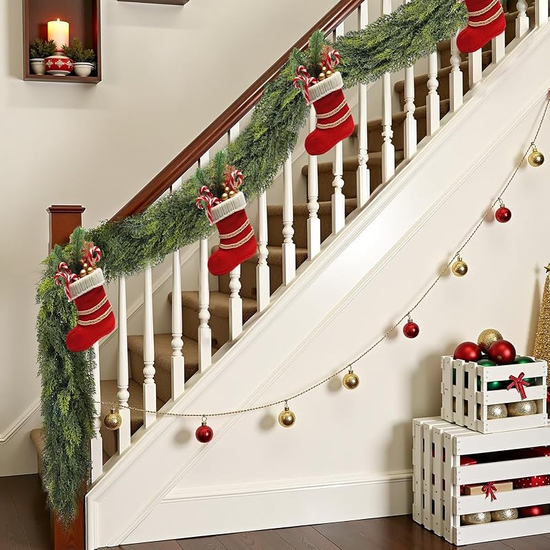 2 x 9FT Cedar Garland – Real-Touch Greenery for Mantle Decor (Variation of THIS listing: 2+9FT)