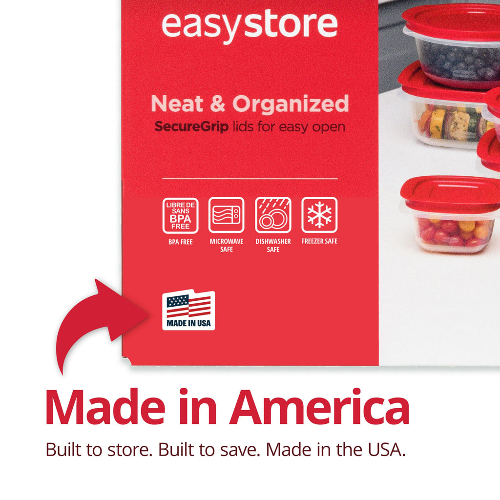 Rubbermaid EasyStore Rectangle and Square Containers, 22-Piece Set, Food Storage Containers with Lids