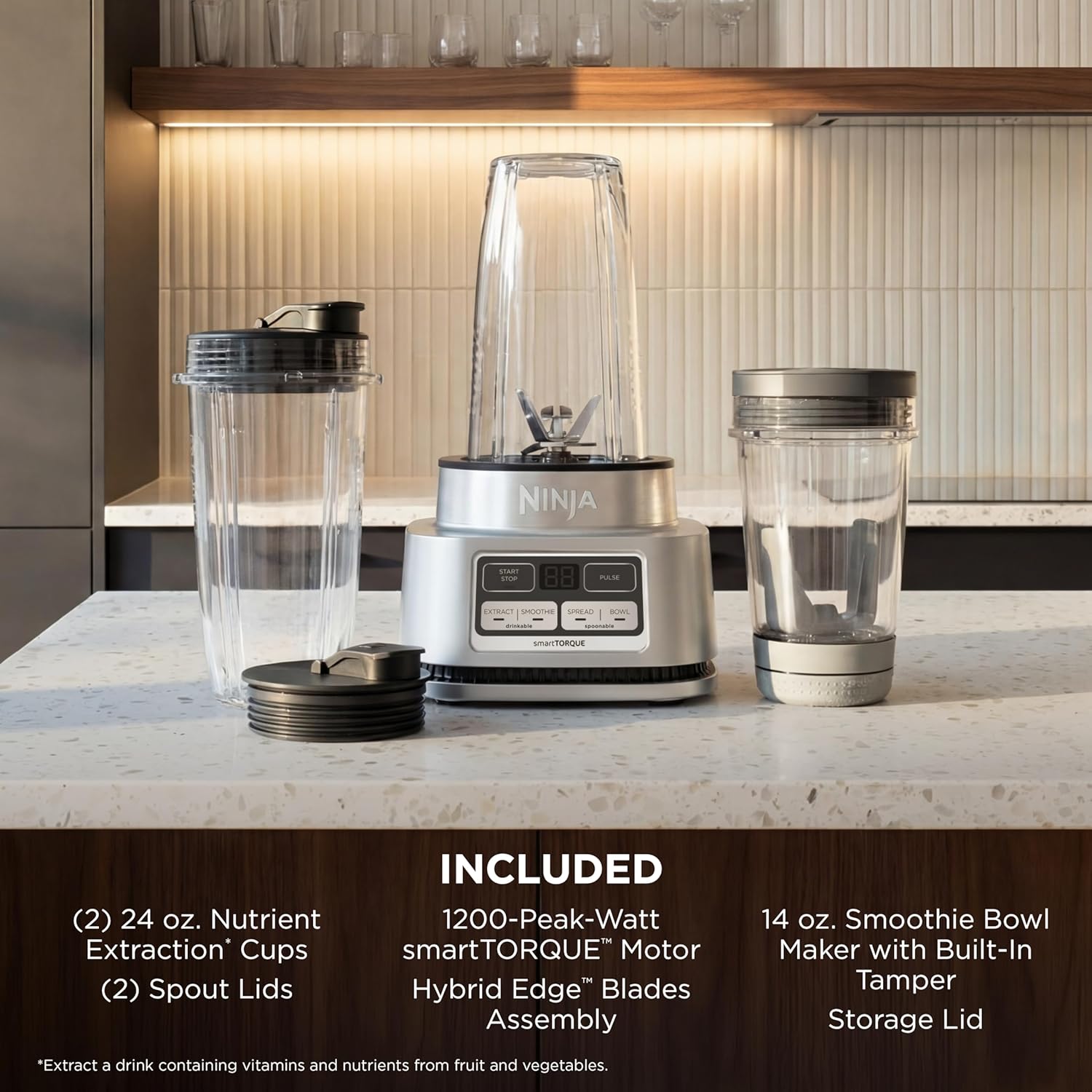 Ninja Foodi Blender - Personal Smoothie Maker with Hybrid Blades & To-Go Cups | 1200 Peak Watt | Silver