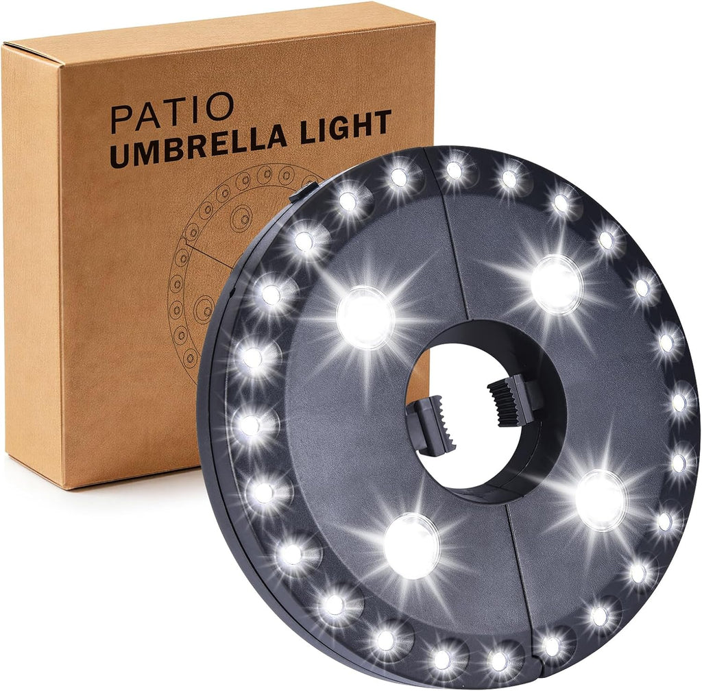 OYOCO Patio Umbrella Light - Cordless 3 Brightness Modes with 28 Cool White LEDs | Fits 1.15"-2" Poles
