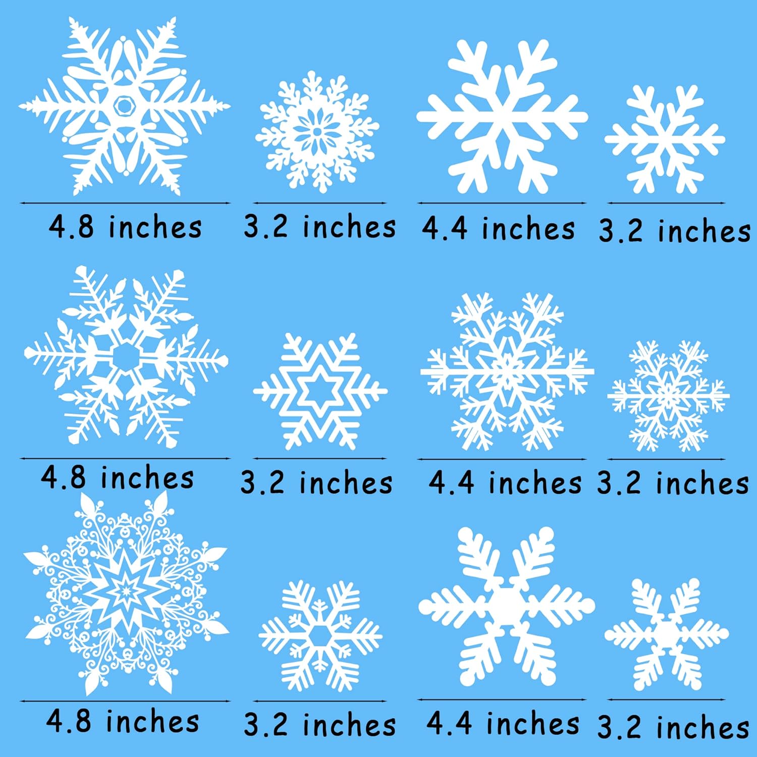 Skiennix White Snowflake Window Clings - 180PCS PVC Static Stickers for Holiday Decorations