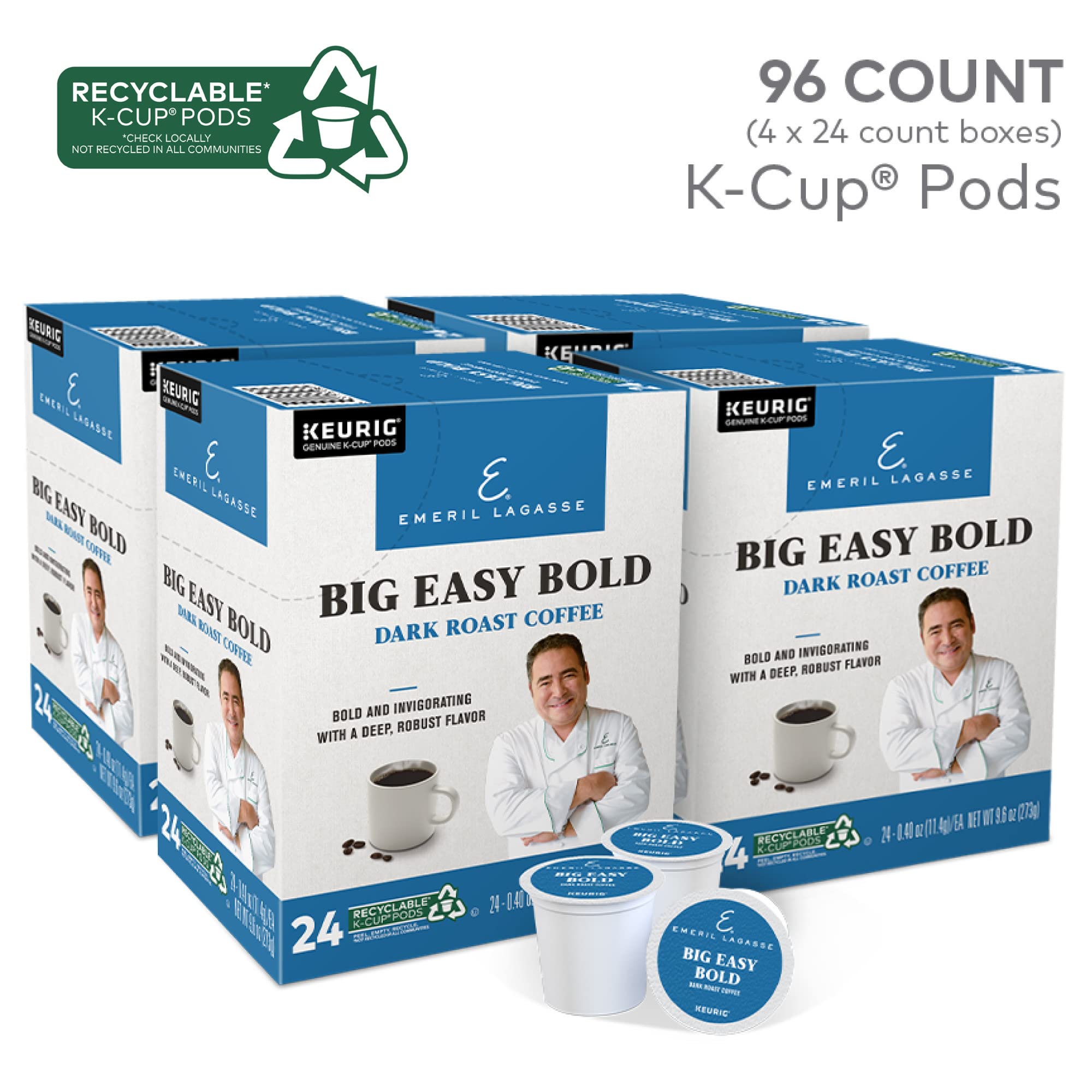 Emeril Big Easy Bold Keurig Single-Serve K-Cup Pods, Dark Roast Coffee, 96 Count