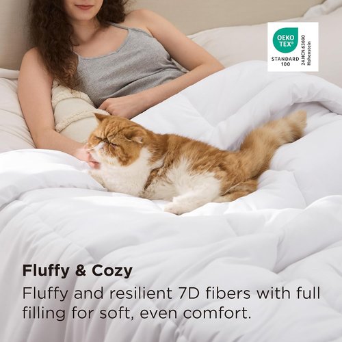 Bedsure Queen Size Comforter - All Season Quilted Down Alternative Duvet, Machine Washable, 88 x 88 Inches | White