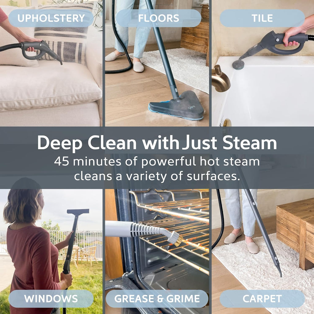 Pure Enrichment PureClean XL Rolling Steam Cleaner - 1.5L Heavy-Duty Steamer with 17 Accessories for Chemical-Free Deep Cleaning