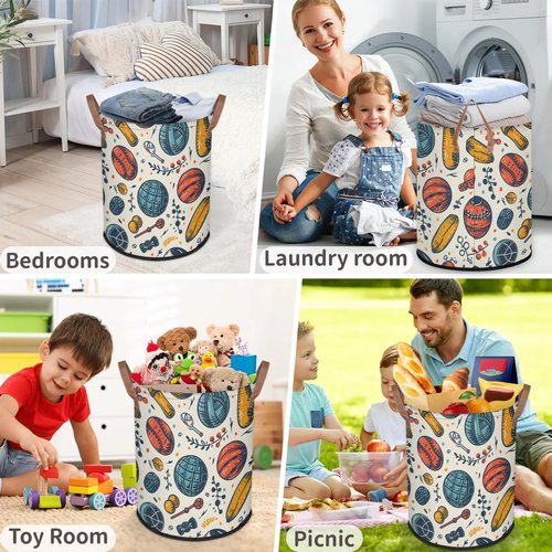 Eizlang 62L Laundry Basket Collapsible Laundry Hamper with Handles Balls Clothes Books Toys Kids Laundry Hampers Bin for Bathroom Kitchen Hotel