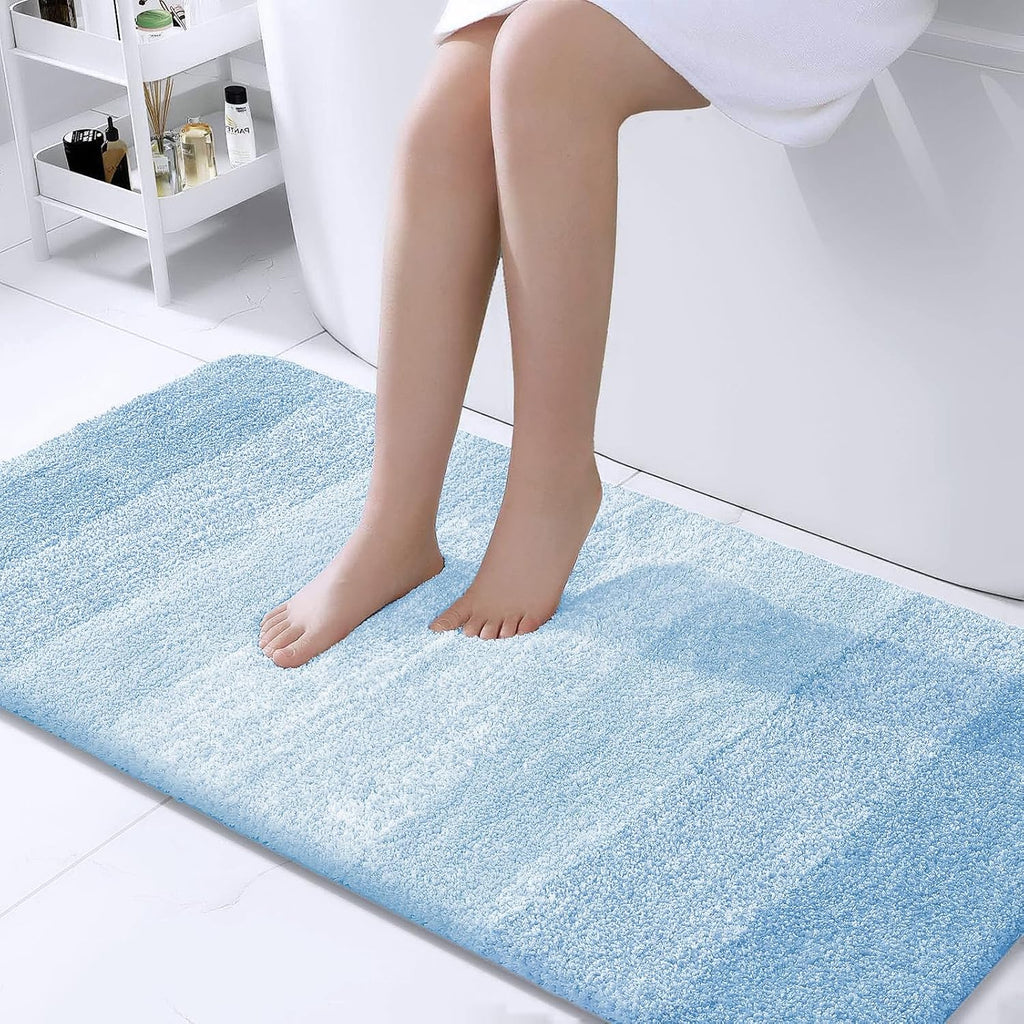 OLANLY Bathroom Runner Rug - Extra Soft Microfiber Mat | Quick-Dry & Washable 44x24, Sky Blue