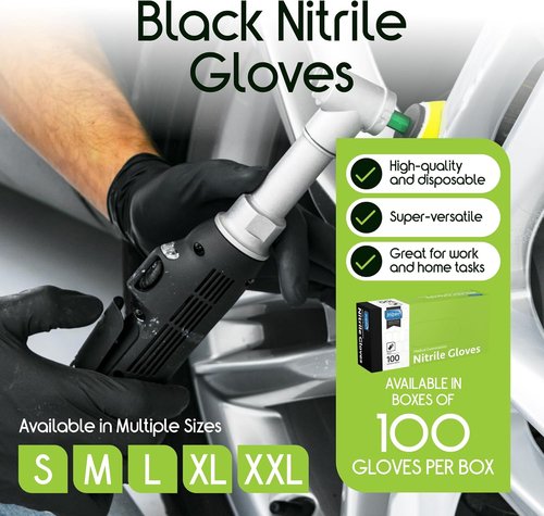 Inspire Black Nitrile Disposable Gloves - 4.5 Mil Safety Gloves for Medical, Cooking & Cleaning