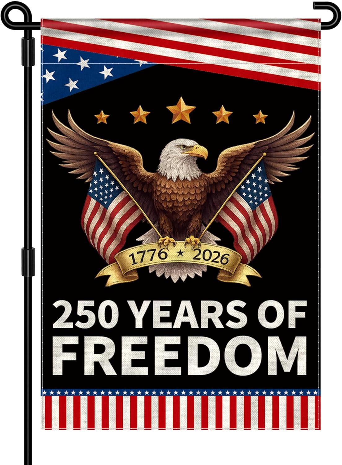 America 250th Anniversary Garden Flag - Double-Sided Patriotic Banner with Eagle Design | 12x18 Inch
