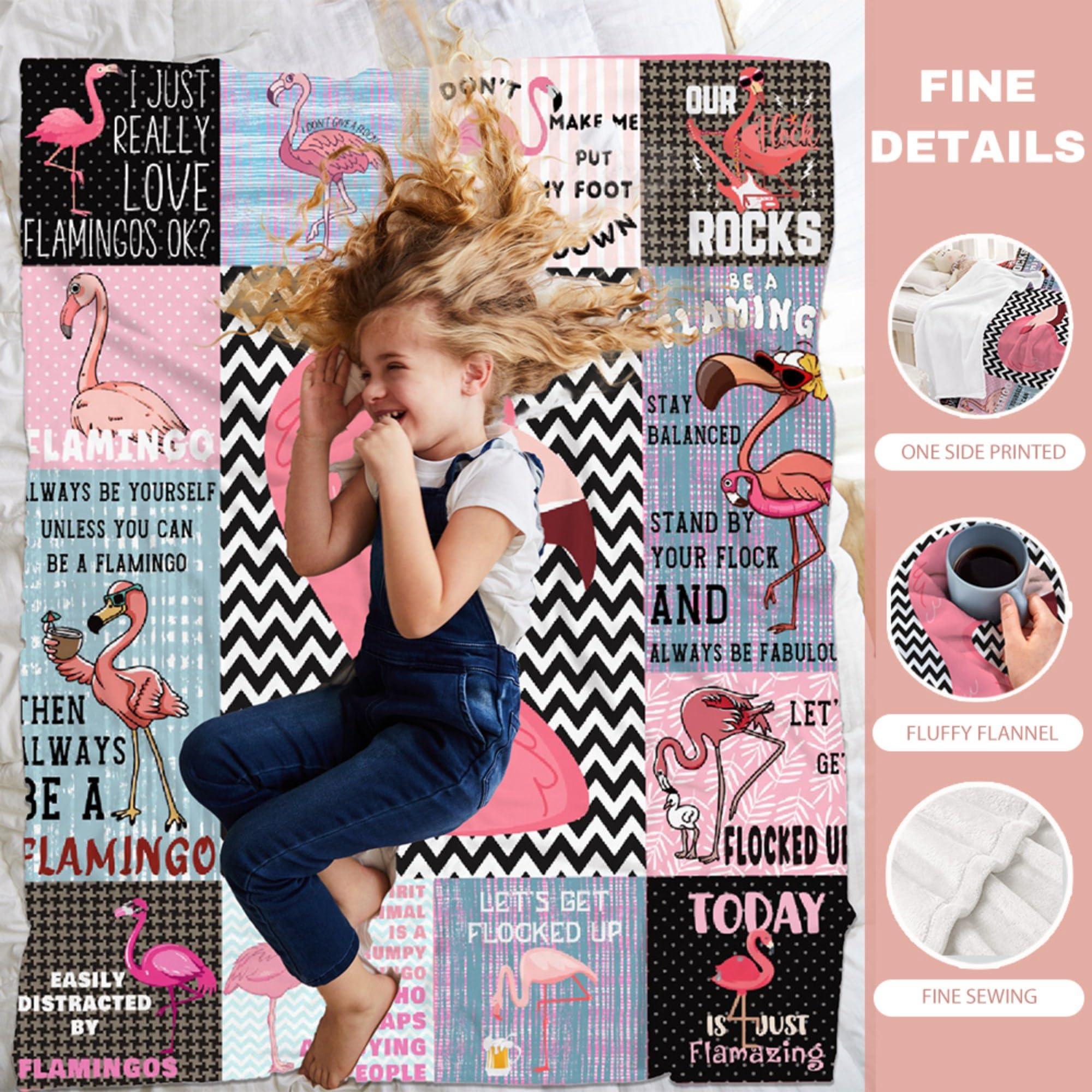 Flamingo Blanket,Pink Flamingo Gifts for Kids Girls Women,Flamingos Lovers,Soft Flannel Flamingoes Throw Blankets for Girls Bedroom Decoraiton,Pink,50 in x 40 in Small for Kid