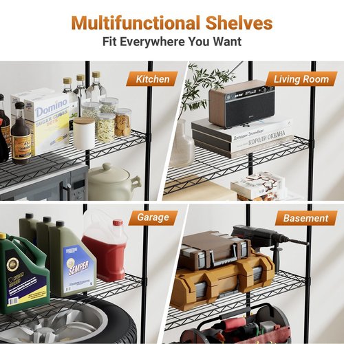 Simple Deluxe Heavy Duty 3-Shelf Shelving with Wheels, Adjustable Storage Units, Steel Organizer Wire Rack, 24.02”L x 13.78“W x 31.89”H, Chrome, HKSHLF23133003CPC