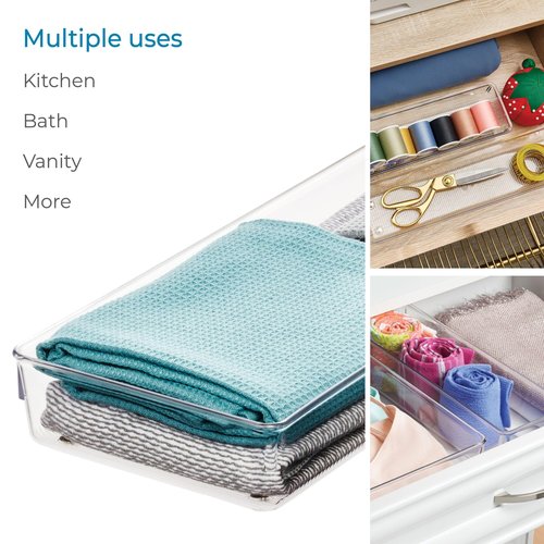 iDesign Recycled Plastic 4-Piece Kitchen Drawer Organizer Set - Linus Collection - Clear