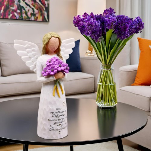 AUKEST Retirement Gift for Women - 5.1” Purple Angel Figurine | Perfect Going Away Party Decoration