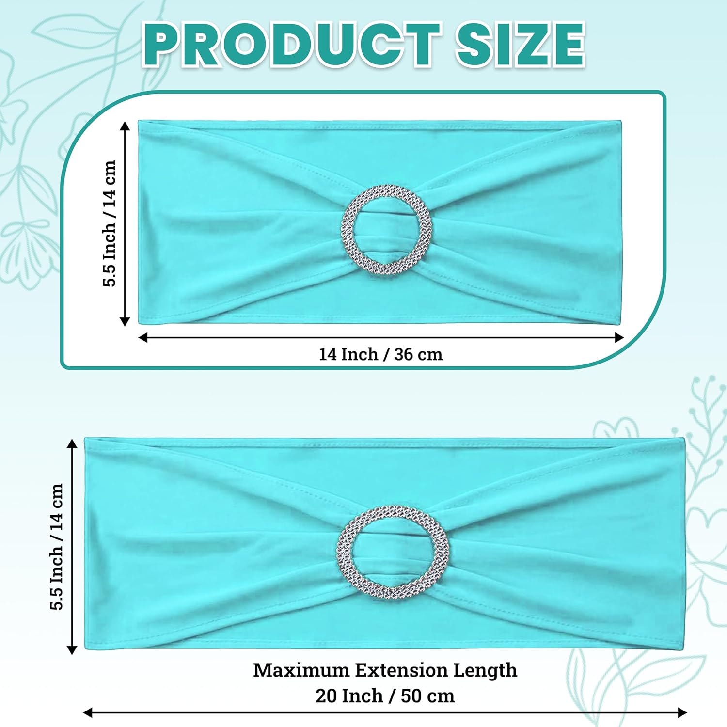 MDS Spandex Chair Sashes - Premium Stretch Covers with Buckle Slider for Weddings & Events | Aqua Blue, Pack of 10