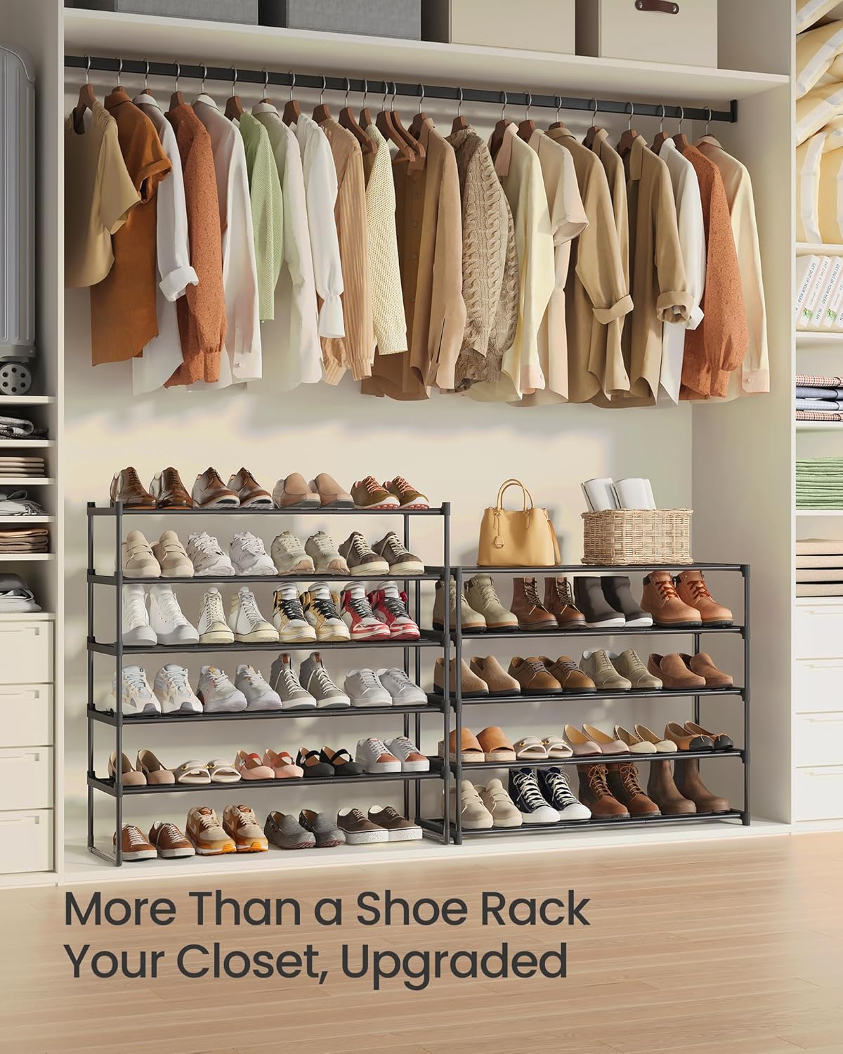 SONGMICS 10-Tier Shoe Rack - Versatile Metal Organizer for 44-55 Pairs | Black, 11.8 x 36.2 x 68.1 Inches