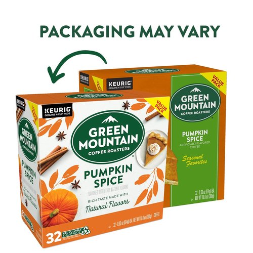 Green Mountain Coffee Roasters Pumpkin Spice K-Cup Pods - Light Roast, 32 Count (Pack of 2)