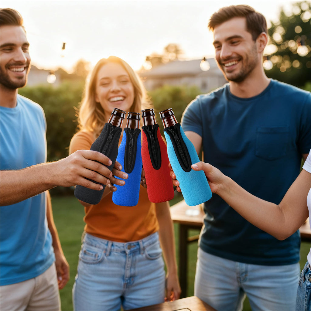 Xumbtvs 4 Pcs Beer Bottle sleeves, Non-slip Neoprene Insulated Beer Holder Cooler Cover for 12oz 330ml Bottle (Colorful1)