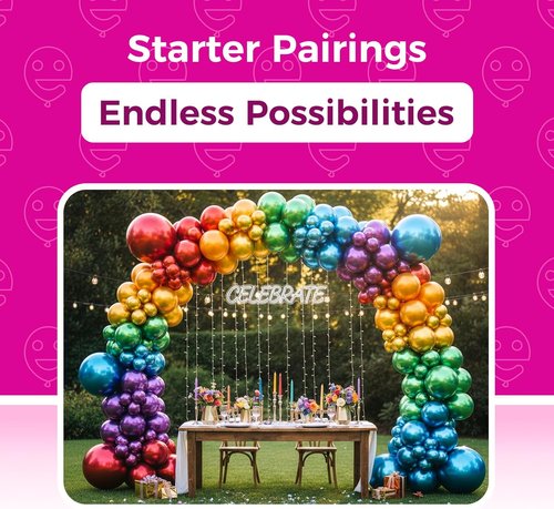 Bezente Metallic Chrome Latex Party Balloons - 150 Pack of 5-Inch Colorful Helium Balloons for Celebrations