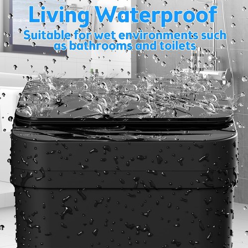 KOEYLE Touchless Bathroom Trash Can - 2 Pack 2.2 Gallon Slim Motion Sensor Bins | Waterproof Black