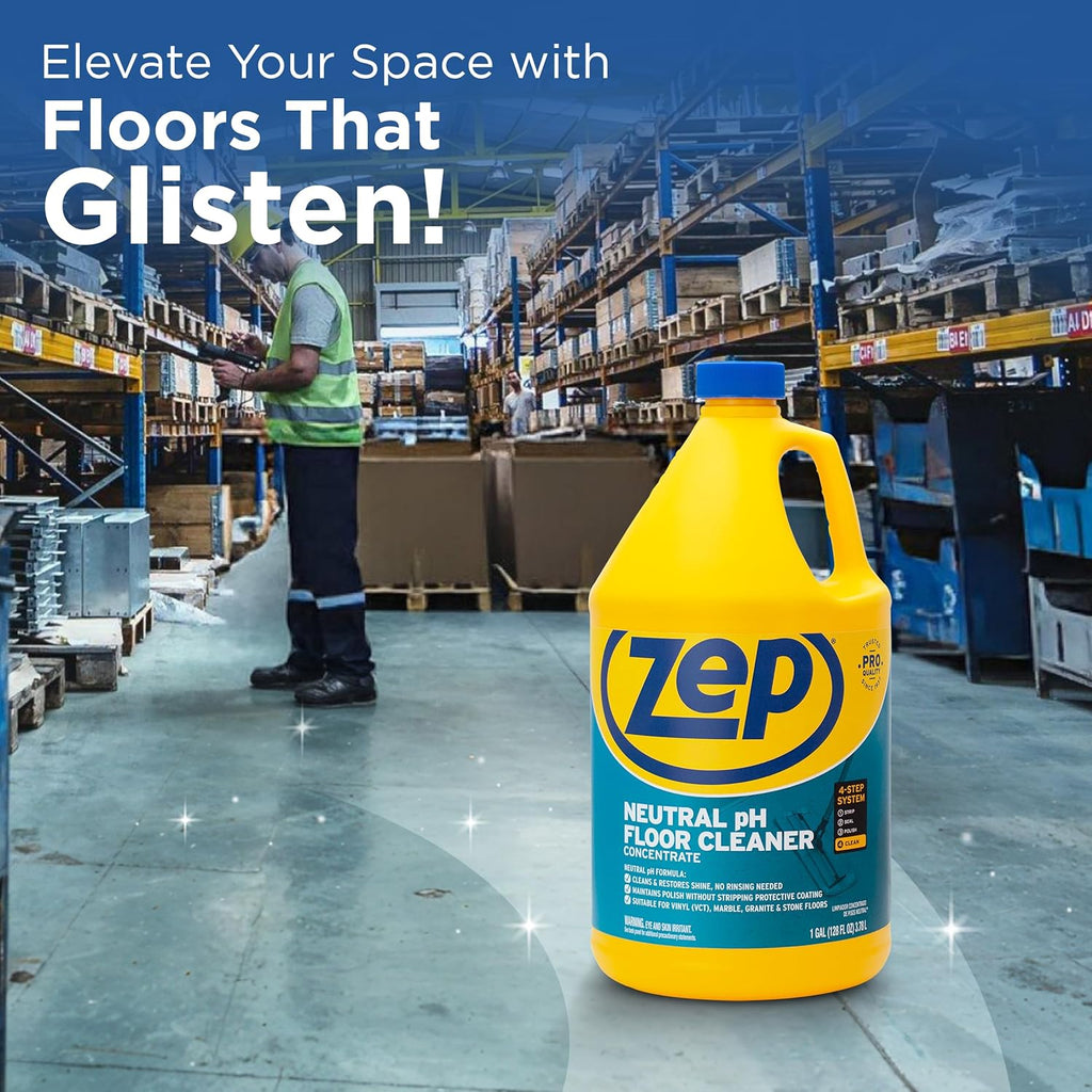 Zep Neutral pH Floor Cleaner - Concentrated All-Purpose Solution - 1 Gallon Size