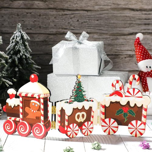 Jetec Gingerbread Train Decorations - Festive Wooden Centerpieces for Christmas Home Decor | Gingerbread Man Style