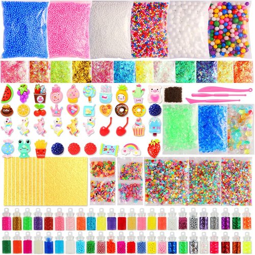 CityActs Slime Accessories Kit for Kids - DIY Craft Supplies with Charms, Glitter & Foam Balls